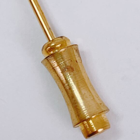 VTG 1970s Gold Tone Stick Pin With Turquoise Glass Cabochon Mid Century Revival - Picture 8 of 10